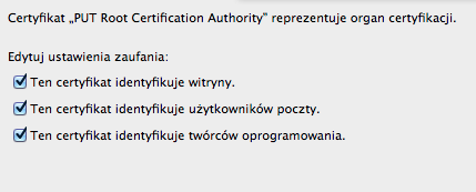 W ustawieniach zaufania zaznaczamy opcję ufania temu certyfkatowi, a następnie klikamy na edycję