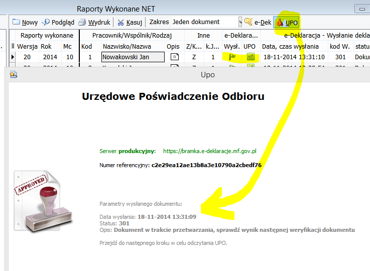 Po uruchomieniu kreatora UPO, na ostatniej zakładce będzie dostępny przycisk Wydruk UPO z pomocą którego można