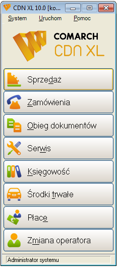 Menu Comarch CDN XL W związku z dodaniem nowego modułu zmieniono sposób prezentacji modułów w menu Comarch CDN XL.