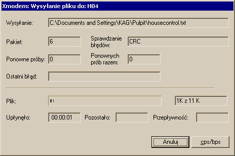 Sterownik programowalny MAX Logic H02 W oknie Nazwa pliku: podad ścieżkę dostępu i nazwę pliku lub załączyd plik korzystając z przycisku Przeglądaj W oknie wyboru opcji Protokół: ustawid Xodem.