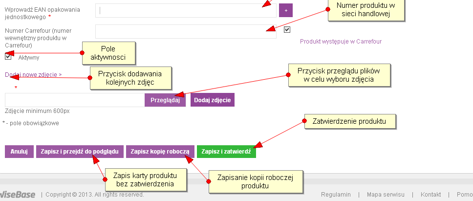 Kiedy już wszystkie dane zostaną uzupełnione możemy zaznaczyć pole aktywności produktu i wprowadzić jego zdjęcie.