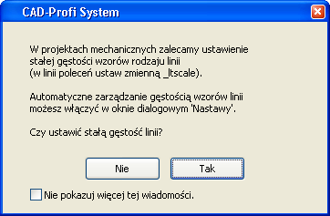 Wstęp: Ważne informacje dotyczące pracy w CP-System Do zmiany skali rodzaju linii służy polecenie RLSKALA (ang. _LTSCALE). Po uruchomieniu polecenia należy podać żądaną wartość, np. 5.