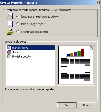 Wzorzec podraportu Zaczynamy od dodania do rozwiązania nowego obiektu, tym razem skorzystamy z grupy Reporting i szablonu Crystal Reports. Zmieniamy nazwę tworzonego obiektu na crdetale (rozszerzenie.