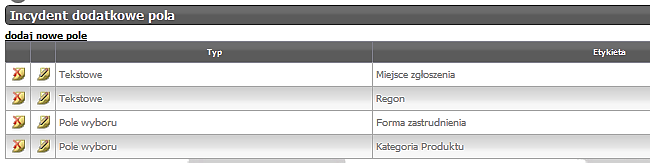 15. Administracja/Ustawienia/Incydent dodatkowe pola Mamy możliwość