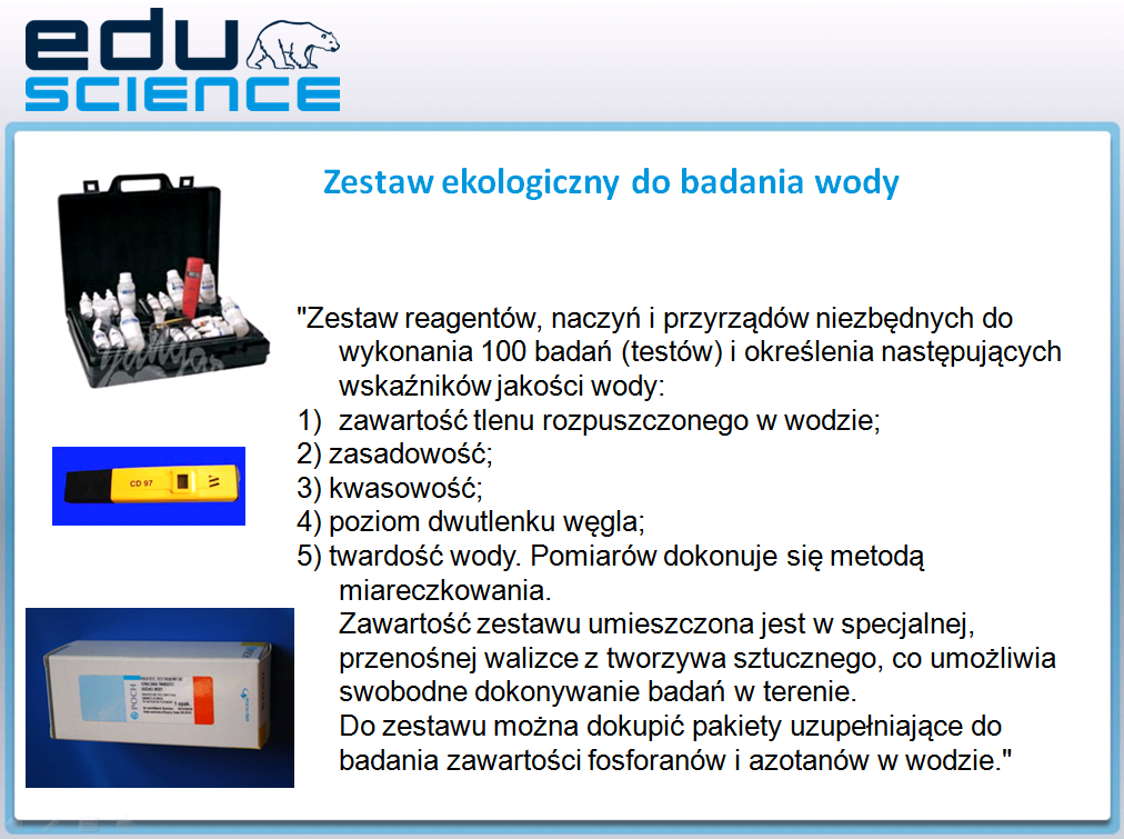 wyposażenie szkoły realizującej innowację EDUSCIENCE  Zestaw