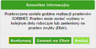 Wybierając opcję pokaż szczegóły można sprawdzić przewidywany koszt oraz datę realizacji przelewu: Uwaga!