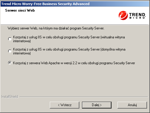Instalowanie programu Security Server Na ekranie konfiguracji serwera Security Server dostępne są ustawienia, które należy skonfigurować.