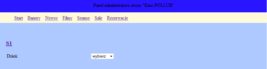 Instrukcja obsługi panelu administratora: Instrukcja obsługi dodawania seansów: Dodawanie seansu do bazy danych. 1.Pierwszym krokiem do dodania seansu jest wybranie pola Seanse w menu. 2.