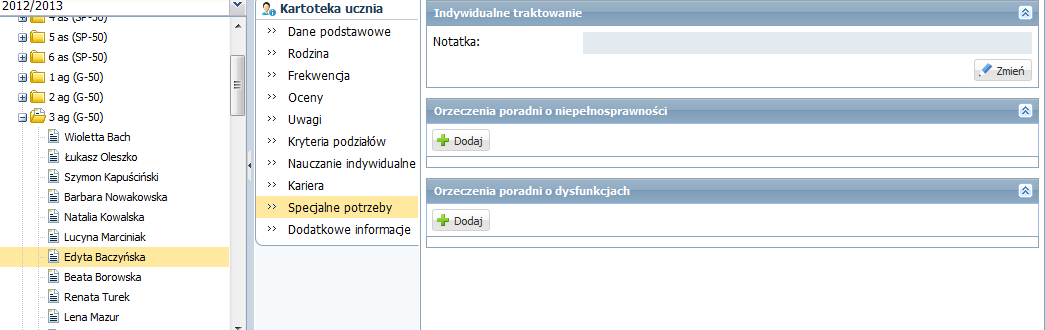 Przeglądanie dziennika oddziału przez nauczycieli i wychowawców 53 Rysunek 77.