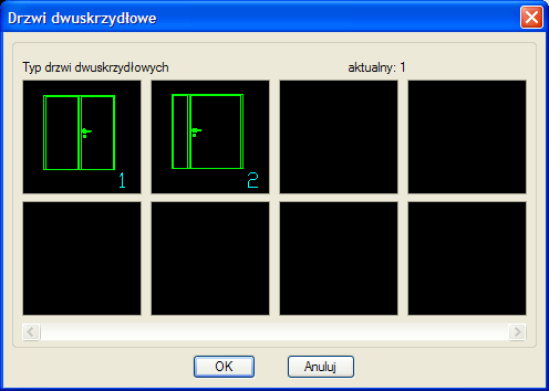 30 Drzwi dwuskrzydłowe W tej opcji do wyboru są drzwi o podziale skrzydeł symetrycznym i niesymetrycznym.
