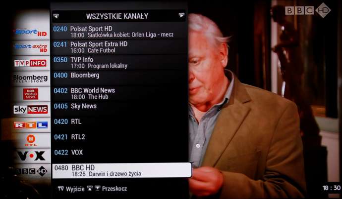 Aby opuścić listę kanałów należy użyć przycisku TV. Uwaga!