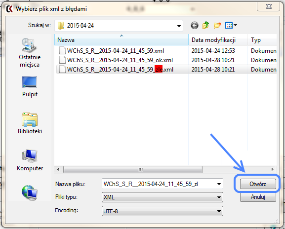 VI. Obsługa plików XML i ZIP Wgrywanie plików zwrotnych z systemu POL-on do SID. Wracamy do okna POL-on-u w aplikacji SID Dziekanat i przechodzimy do zakładki [Obsługa plików XML i ZIP].