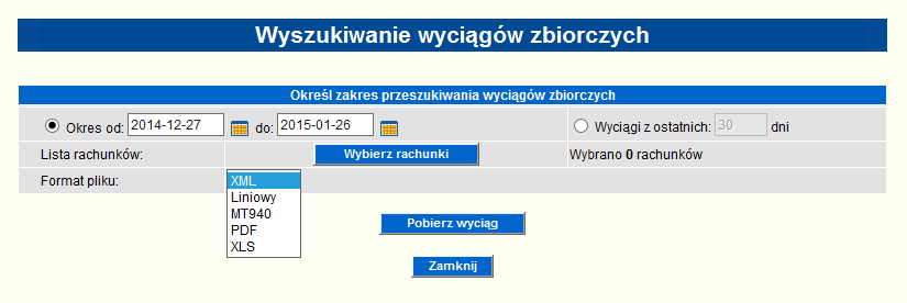 Rysunek 15 Widok formatki Rachunki Rysunek 16 Formatka do generacji wyciągów zbiorczych 6.2.