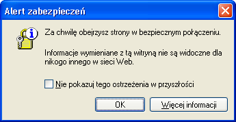 W nowo otwartym oknie Opcje internetowe wybieramy zakładkę Zaawansowane, w której zaznaczamy opcję Ostrzegaj przy zmianie trybu zabezpieczonego na niezabezpieczony.