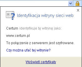 Następnie przeglądarka Internet Explorer nawiąże bezpieczne (szyfrowane) połączenie z serwerem WWW.