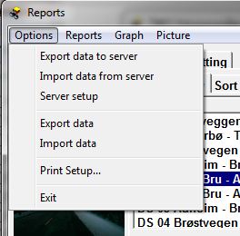 Eksport/Import danych pomiarowych: W lewym górnym rogu paska menu, znajduje się opcja służąca do eksportu/importu danych pomiarowych. Dzięki temu dane mogą być wymieniane pomiędzy komputerami.