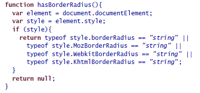 Możemy teraz wykryć czy nasza przeglądarka zgubiła zaokrąglanie rogów, więc napiszemy kod do rzeczywistego zaokrąglania.