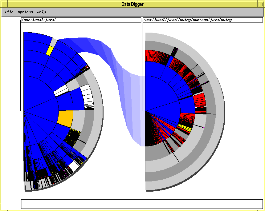 16 Przeglad literatury Rysunek 2.7: Przykład wizualizacji typu infomation slices. Źródło: [AH01]. struktury) i treemap (zakodowanie informacji w postaci wielkości elementu).