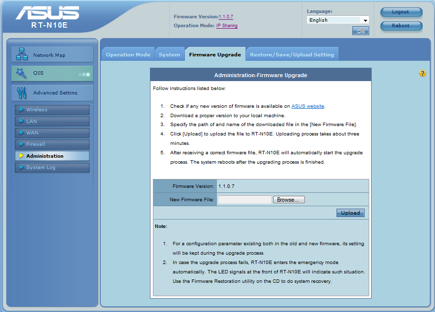 Aktualizacja firmware Uwaga: Pobierz najnowszy firmware ze strony sieci web ASUS, pod adresem http://www.asus.com. Aktualizacja firmware: 1.