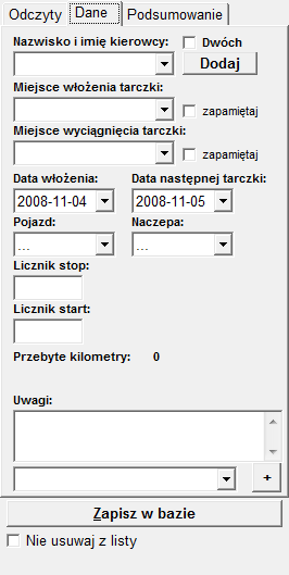 8. Wprowadzanie tarczek do bazy Odczytanie wszystkich aktywności na tarczce nie jest jednoznaczne z zapisaniem ich w bazie danych programu.