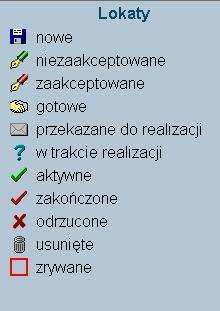 Lista dostępnych statusów zostanie wyświetlona po kliknięciu na nazwę kolumny Status (obraz 57), Ref. nazwa referencji wpisanej podczas wprowadzania lokaty, Data otw. data otwarcia lokaty.