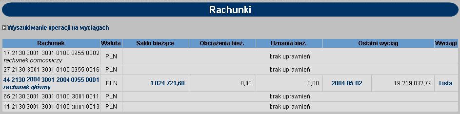 ROZDZIAŁ 4 RACHUNKI RACHUNKI Rachunki to domyślne okno, jakie zostanie uruchomione po zarejestrowaniu się użytkownika w systemie.