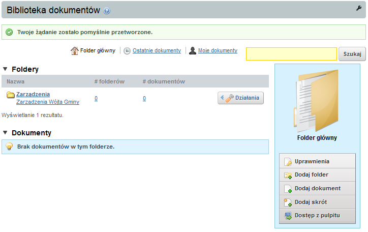 Rysunek 212 Widok biblioteki dokumentów po dodaniu folderu Po wejściu w folder