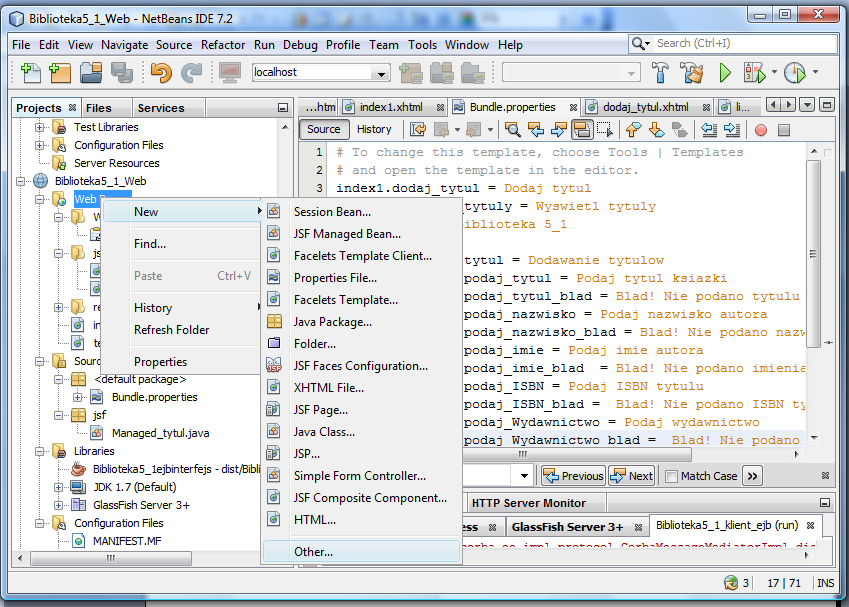 Dodanie pliku konfiguracyjnego JSF faces-config.