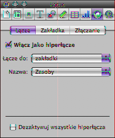 Łączenie z innymi stronami dokumentu Można uzyskać szybki dostęp do określonych stron dokumentu, używając w tym celu zakładek, dostępnych na liście w oknie Inspektora łączy i prowadzących do