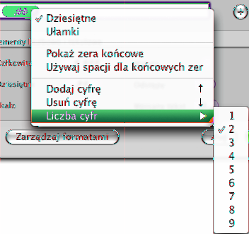 Zobacz Utworzenie własnego formatu liczbowego na stronie 222, aby dowiedzieć się, jak dodać element Liczby całkowite.