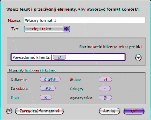 Wartość wpisana do komórki z powyższym formatem Wartość wyświetlona w komórce 4/16/99 16 kwietnia 1999 przypada 106 dnia roku 2-23 23 lutego 2008 przypada 54 dnia roku 15 grudnia 2010 15 grudnia 2010