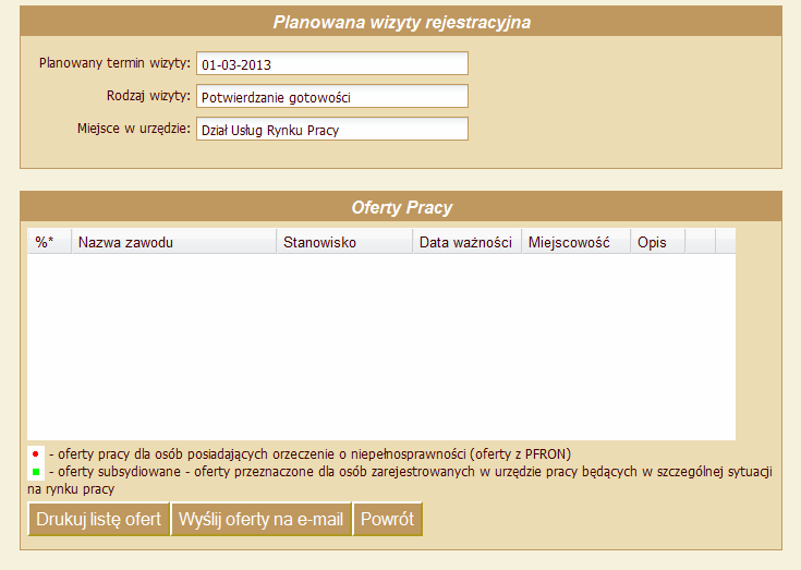 termin stawiennictwa w PUP UZYSKANIE INFORMACJI O OFERTACH PRACY DOSTĘPNYCH W URZĘDZIE, WRAZ Z INFORMACJĄ O PROCENTOWYM ICH