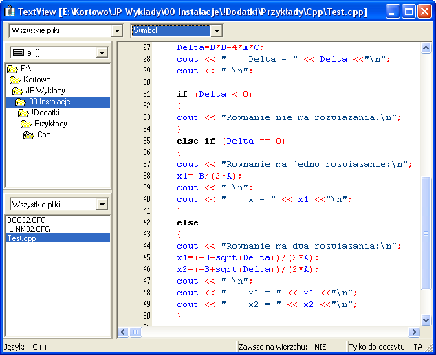 Rys. Okno programu TxtView 12.Translator Program Translator służy do tłumaczenia kodu źródłowego ze standardu Fortranu 77 na standard Fortranu 90.