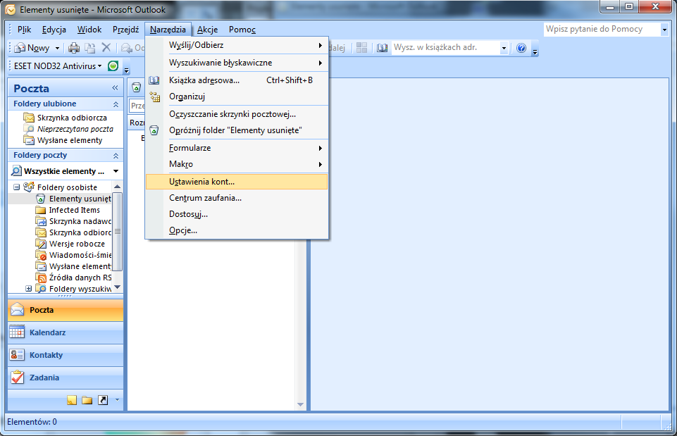 Konfiguracja Microsoft Outlook 2007 Poniższe informacje wyjaśniają w jaki sposób skonfigurować program Microsoft Outlook 2007 aby obsługiwał konto pocztowe.