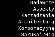 Zaproszenia na konferencje I Ogólnopolska Konferencja Badawcze Aspekty Zarządzania Architekturą Korporacyjną BAZUKA 2014 Organizator Termin konferencji Miejsce konferencji Cel i tematyka konferencji