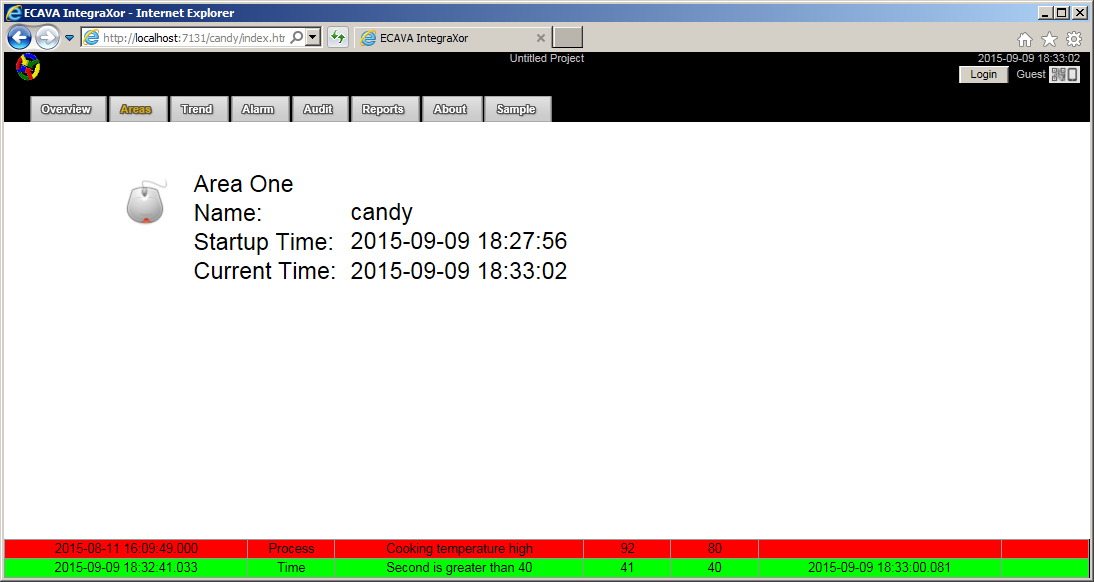 Po uruchomieniu IntegraXor Server, uruchomiona zostanie przeglądarka internetowa zdefiniowana w oknie 'General'. Załadowana zostanie strona http://localhost:7131/candy/index.