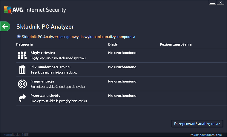 6.6. PC Analyzer Składnik PC Analyzer skanuje komputer pod kątem problemów systemowych i zapewnia przejrzysty przegląd czynników, które mogą pogarszać ogólną wydajność komputera: W interfejsie