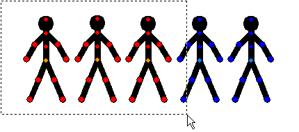 Zaznaczanie wielu figur W polu animacji mogą być podejmowane operacje na wielu figurach.