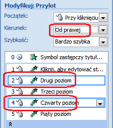 4. Naciśnij przycisk rozwijający grupę animacji. 5.