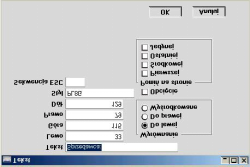 Rozdział 7: Moduł System Kartoteka Formularze Wydruków Po puszczeniu przycisku myszy otworzy się następujące okno dialogowe: Tekst Lewo, Góra, Prawo, Dół W polu tym wprowadza się tekst, który będzie