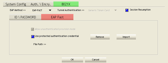 Allow unauthenticated provision mode Zaznacz, aby zezwolić na otrzymanie nieuwierzytelnionego PAC.