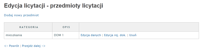 Anuluj cofnąć zmiany i wyjść z formularza Zapisz i wróć do listy (Rys. 49. Ekran listy dłużników licytacji) np.