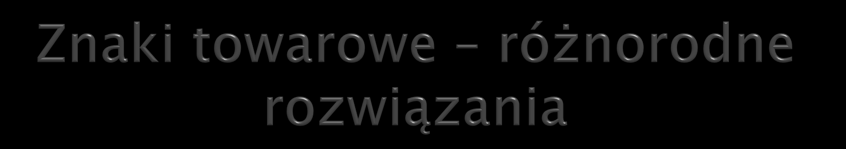 W wielu krajach ochroną można objąć kolory (takie jak pomarańczowy dla szampana lub brązowy dla doręczania paczek pocztowych), trójwymiarowe znaki, dźwięki lub nawet zapachy W Unii