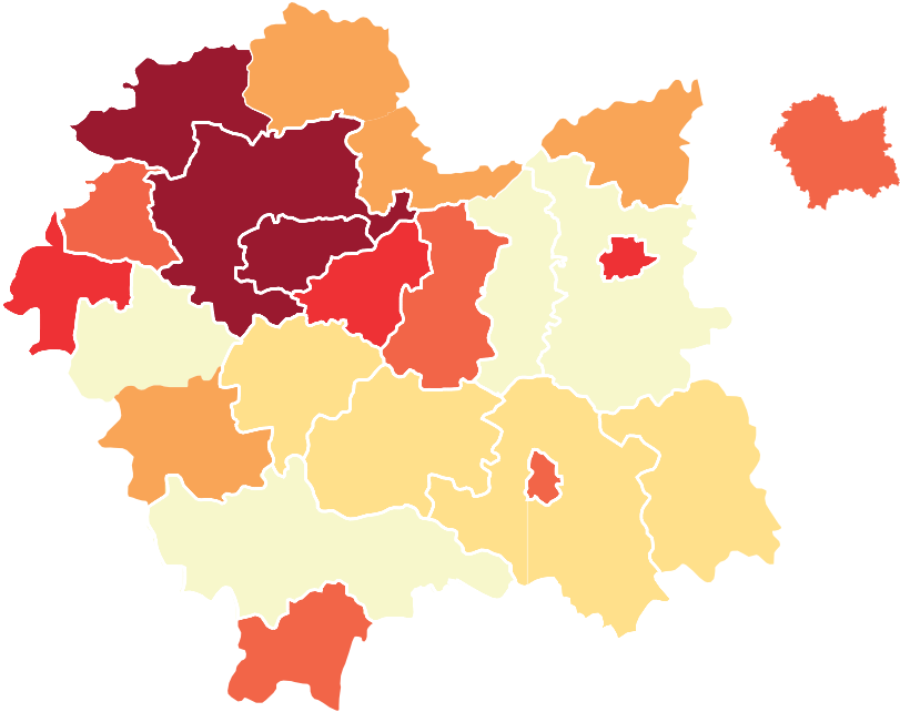 Rysunek 21. Gęstość zaludnienia w woj. małopolskim Rysunek 22. Średnie wynagrodzenie w woj.