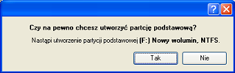 108 2. Wywołaj menu kontekstowe (kliknij prawym przyciskiem myszy), aby uruchomić okno dialogowe Zmień partycję na podstawową. 3. Potwierdź operację, klikając na przycisk Tak.