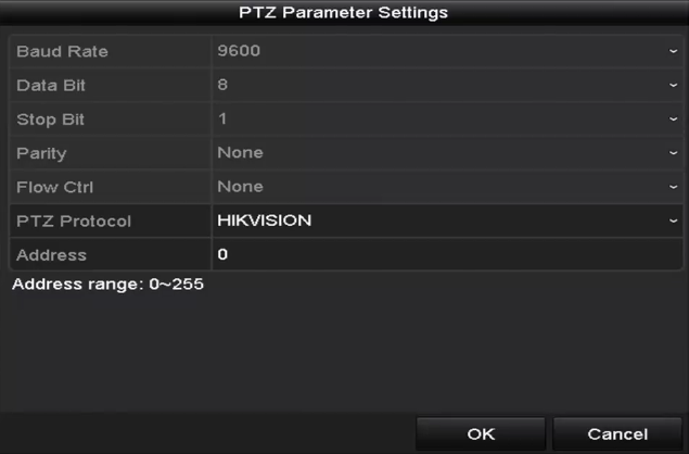 4.1 Konfiguracja ustawień PTZ Cel: Wykonaj tę procedurę, aby ustawić parametry PTZ. Aby można było sterować kamerą PTZ, najpierw należy skonfigurować parametry PTZ. 1.