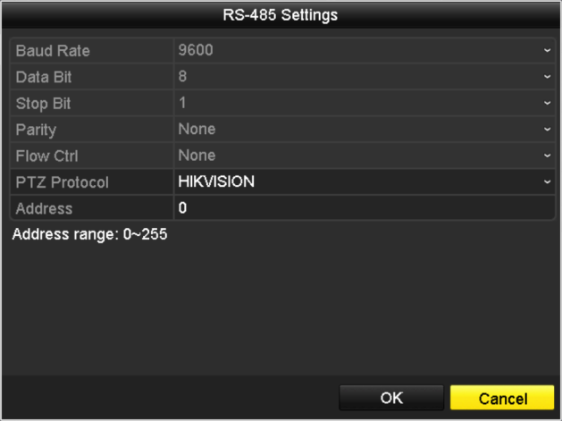 Menu > Camera > PTZ (Menu > Kamera > PTZ) Figure 4. 1 Ustawienia PTZ 2.