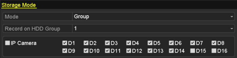 5.9 Konfiguracja grupy dysków twardych do nagrywania Cel: Można połączyć dyski twarde w grupę i zapisywać pliki nagrań w określonej grupie dysków. 1. Przejdź do interfejsu ustawień dysków twardych.