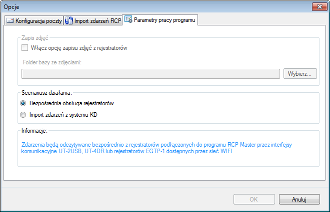1.4 Scenariusze pracy Program RCP Master 2 może pracować w jednym z dwóch scenariuszy: Praca autonomiczna w tym scenariuszu konfiguracja rejestratorów RCP oraz odczyt zdarzeń dokonywane są