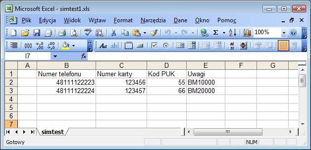 Dodawanie Kart SIM Wprowadzamy numery kart SIM, które będą umieszczone w modułach GSM. Podając numer telefonu należy pamiętać by podawać go wraz z numerem kierunkowym kraju. W przypadku Polski (48).